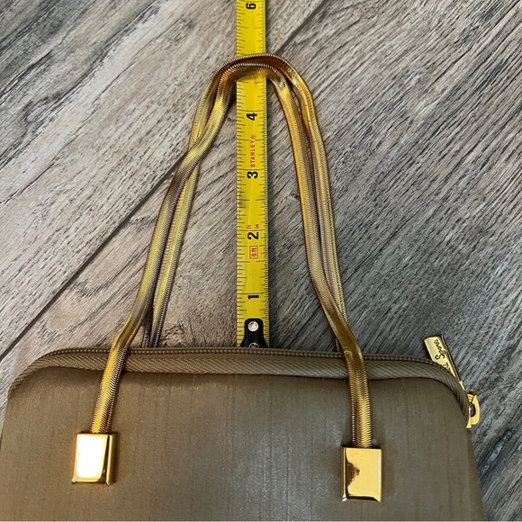 Carlo FALCHI SPORT Gold Herringbone Chain Handle Handbag Wristlet Minibag - Picture 10 of 11